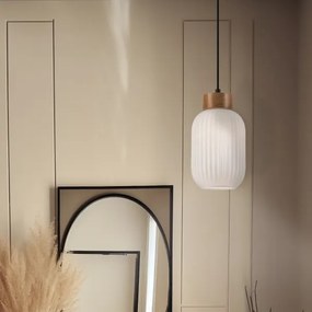 Lampadario a sospensione con filo HARMONY 1xE27/15W/230V diametro 14 cm bianco/quercia