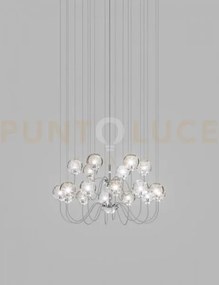 Puppet sospensione 18p multicolore 3 cromo lucido 18 luci attacco g9