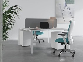 Scrivania bench per 2 persone Con divisorio L160 cm Bianco - DOWNTOWN