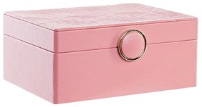 Scatola-Portagioie DKD Home Decor Rosa PU Legno MDF (17 x 13 x 8,5 cm)