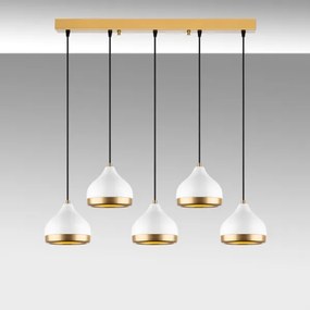 Lampadario a sospensione su cavo YILDO 5xE27/40W/230V bianco/oro