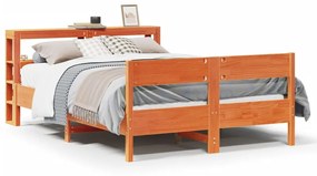 Letto Senza Materasso Marrone Cera 140x190 Cm İn Legno Di Pino /