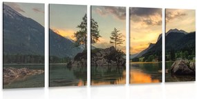 Quadri 5 pezzi – Paesaggio montano sul lago