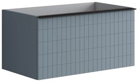 Mobile da bagno sotto lavabo Pixel grid frontale indaco e maniglia alluminio nero L 80 x H 40 x P 45.5 cm 2 cassetti, lavabo non incluso