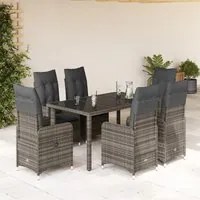 Set Bistr da Giardino 7 pz con Cuscini in Polyrattan Grigio 3277035