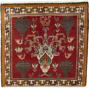 Shiraz Tappeto persiano 60x60 Rosso (Iran) Annodato A Mano