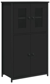 Credenza nera 62x32x106,5 cm in legno multistrato