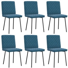 Sedie Da Pranzo 6 Pz Blu İn Velluto /