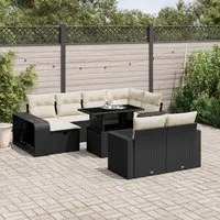 Set Divani da Giardino 11 pz con Cuscini in Polyrattan Nero 3276502