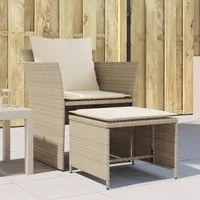 Sedia da Giardino con Poggiapiedi in Polyrattan Beige 368620