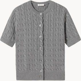 Cardigan da donna in misto seta e cotone a trecce Grace, varie misure