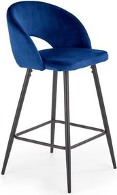 Sgabello da bar H-96 in velluto blu - H89 cm