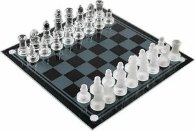 Set Scacchi in Vetro 20 x 20 cm Scacchiera Moderna Gioco Classico con 33 Pezzi Bianco e Nero...