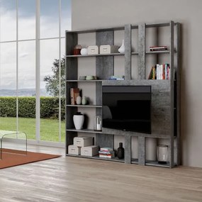 Libreria con porta TV in legno Cemento 178x204h cm - KATO M