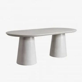 Tavolo da Giardino Ovale in Cemento (220x95 cm) Noemi Grigio sabbia - Sklum