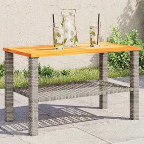 Tavolo da giardino grigio 70x38x42 cm polyrattan e legno acacia