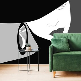 Carta da parati – Nobildonna in bianco e nero con cappello