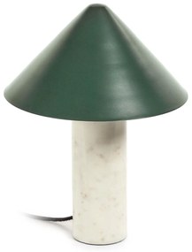 Kave Home - Lampada da tavolo Valentine in marmo bianco e metallo finitura verniciata verde con adatta