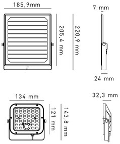 Proiettore Solare ricaricabile LED 10W- 4000K-1500lm IP65 - Batteria Litio