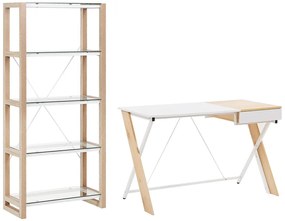 Set di mobili da ufficio legno chiaro e bianco JENKS/HAMDEN Beliani