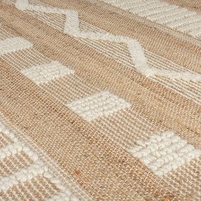 Passatoia bianca/di colore naturale in misto iuta tessuta a mano 60x230 cm Medina – Flair Rugs