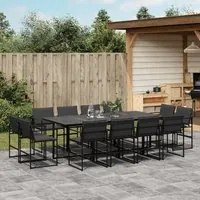 Set da Pranzo da Giardino 13 pz con Cuscini Nero in Textilene 3295080