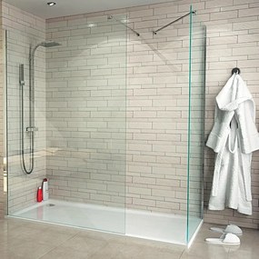 Box doccia walk-in Single, vetro 8 mm, H 200 cm, profilo cromo