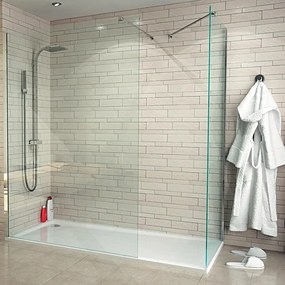 Box doccia walk-in, vetro 8 mm, H 200 cm, profilo cromo