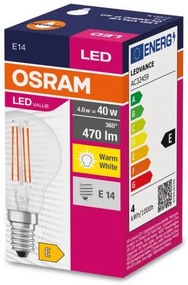 Lampadina LED FILAMENT P40 E14/4W/230V 2700K - Osram