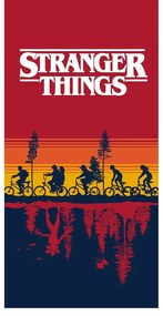 Asciugamano per bambini rosso in cotone 70x140 cm Stranger Things – Jerry Fabrics