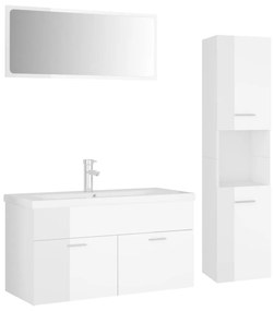 Set mobili da bagno bianco lucido in truciolato