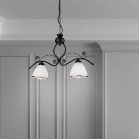 Lampadario a sospensione con catena RETRO 2xE27/60W/230V opaco nero