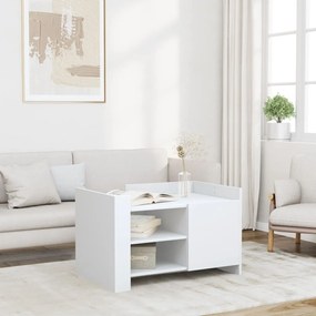 Tavolino Da Salotto Bianco 80x50x50 Cm İn Legno Multistrato /