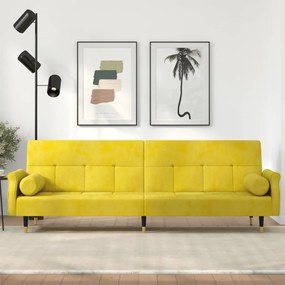 Divano Letto Con Cuscini Giallo İn Velluto /