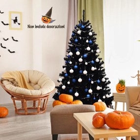 Costway Albero di Natale 180 cm, 1036 rami, Abete artificiale non illuminato con base solida di metallo, Nero