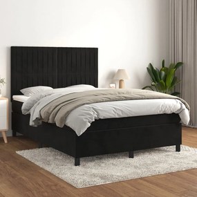 Giroletto A Molle Con Materasso Nero 140x190 Cm İn Velluto /