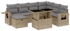 Set divano da giardino 8 pz con cuscini beige in polyrattan
