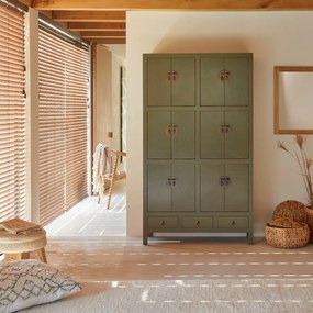Tikamoon - armadio legno pino colorato colore blu mobile arredo camera soggiorno 190 cm