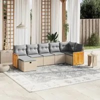 Set Divano da Giardino 7 pz con Cuscini Beige Misto Polyrattan 3265749