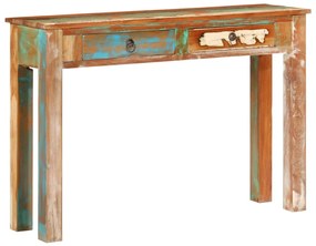 Tavolo Consolle 110x30x75 Cm İn Legno Massello Di Recupero /
