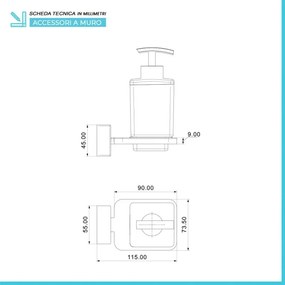 Dispenser sapone liquido a muro in acciaio cromo linea Velvet