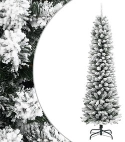 Albero Natale Artificiale Sottile Neve Floccata 120cm Pvc E Pe /