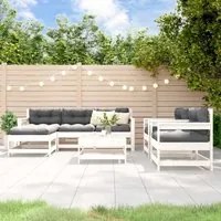 Set Divani da Giardino 7pz con Cuscini in Legno Massello Bianco 3185823