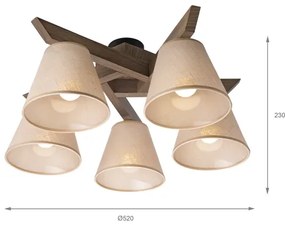 Brilagi - Lampadario LED ANTHONY 5xE14/40W/230V rovere/noce/beige