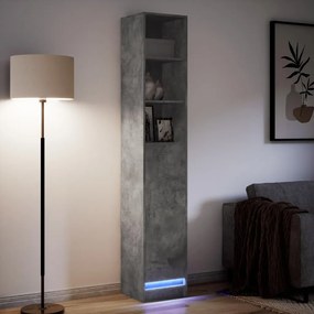 Credenza con led grigio cemento 36x32,5x200cm legno multistrato