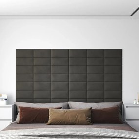 Pannelli Murali 12 Pz Grigio Scuro 30x15 Cm Velluto 0,54 M² /