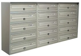 Casellario postale condominiale ALUBOX  Slim 15 posti formato rivista in alluminio argento satinato L 116 x P 30 x H 63 cm