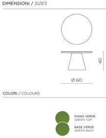 Tavolino rotondo con piano in legno e base in metallo Verde - TRIADE Medium