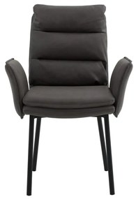 Set di sedie MALIBÙ in similpelle antracite e gambe in metallo nero, con braccioli