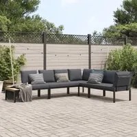 Set Divani da Giardino 4 pz con Cuscini in Alluminio Nero 3283682